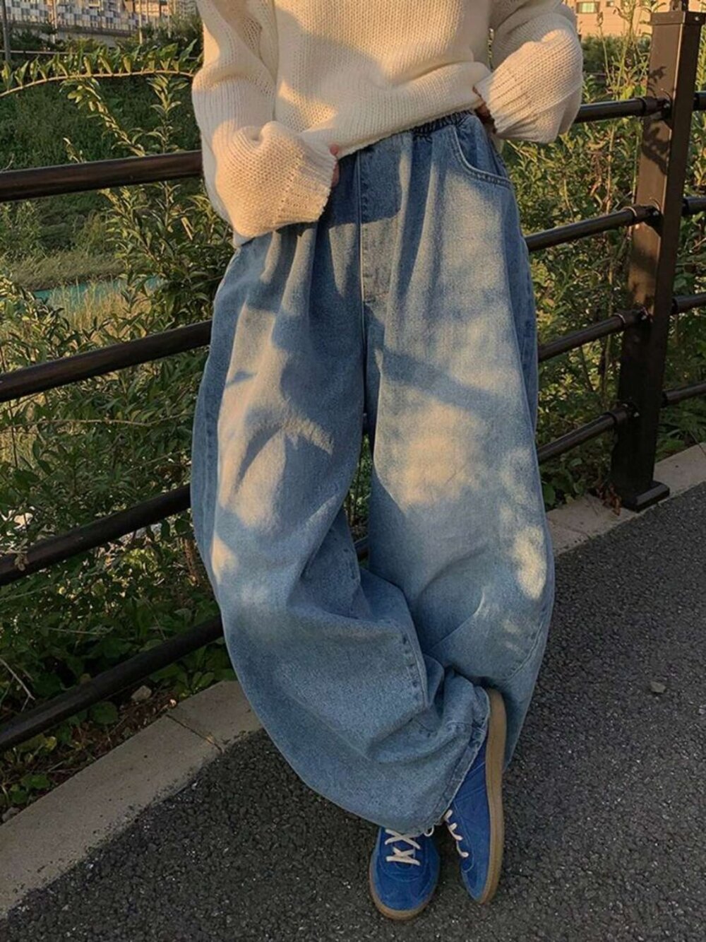 Dazy Elastic Waist Wide Leg Jeans